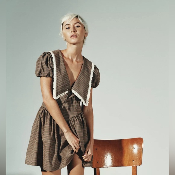 Zara Dresses & Skirts - NWT ZARA PLAID PETER PAN COLLAR DRESS SIZE XS